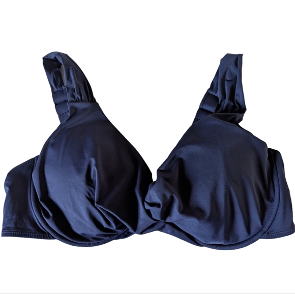 Anne Cole Navy Swim Set 20W Twist Lightly Padded Top Swim Skirt Bikini 2 Piece - Picture 2 of 6